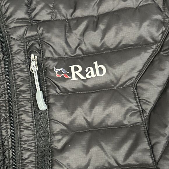 Rab Microlight Alpine Down Puffer Jacket Womens Medium Black Hooded Coat - Picture 2 of 12